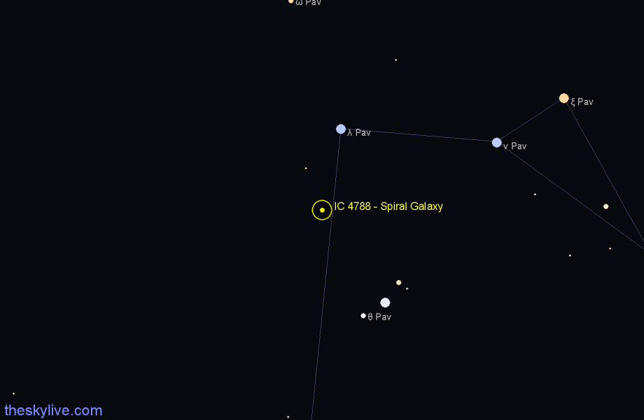 Finder chart IC 4788 - Spiral Galaxy in Pavo star