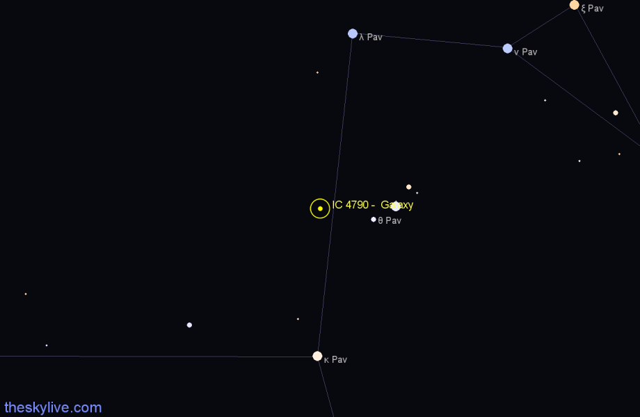 Finder chart IC 4790 -  Galaxy in Pavo star