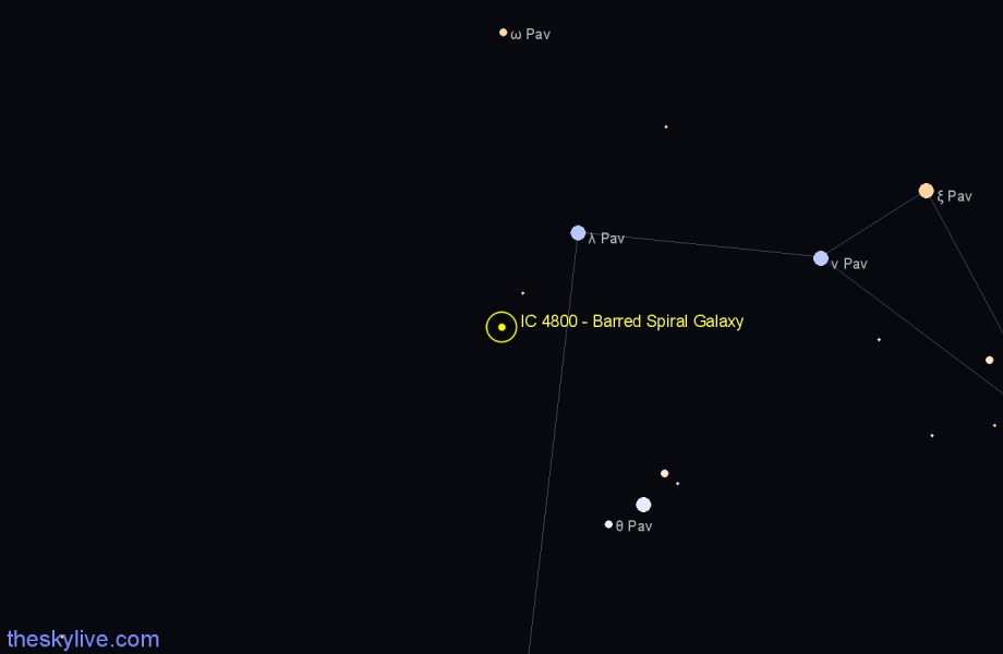 Finder chart IC 4800 - Barred Spiral Galaxy in Pavo star