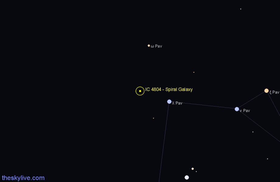 Finder chart IC 4804 - Spiral Galaxy in Pavo star