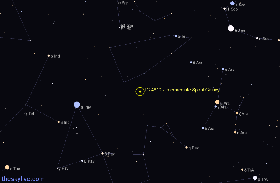 Finder chart IC 4810 - Intermediate Spiral Galaxy in Telescopium star