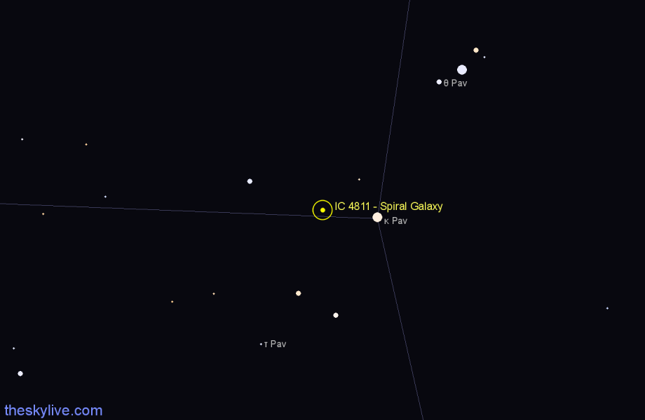 Finder chart IC 4811 - Spiral Galaxy in Pavo star