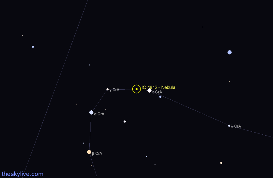 Finder chart IC 4812 - Nebula in Corona Australis star