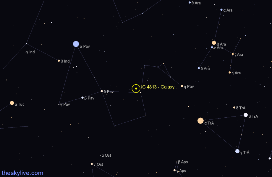 Finder chart IC 4813 - Galaxy in Pavo star