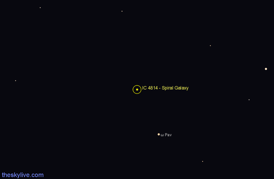 Finder chart IC 4814 - Spiral Galaxy in Pavo star