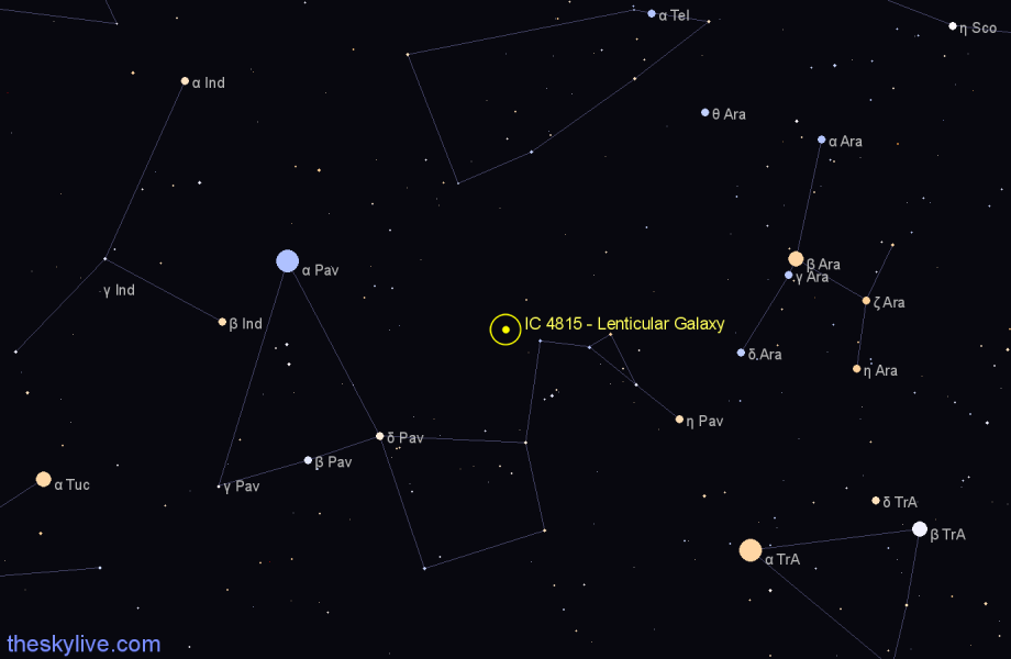 Finder chart IC 4815 - Lenticular Galaxy in Pavo star