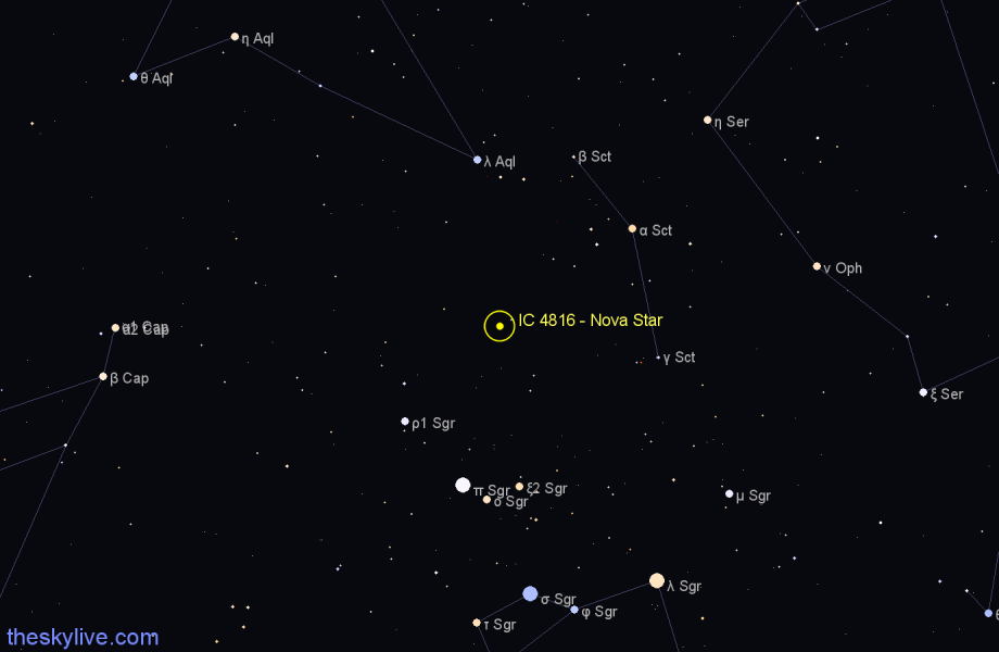 Finder chart IC 4816 - Nova Star in Sagittarius star