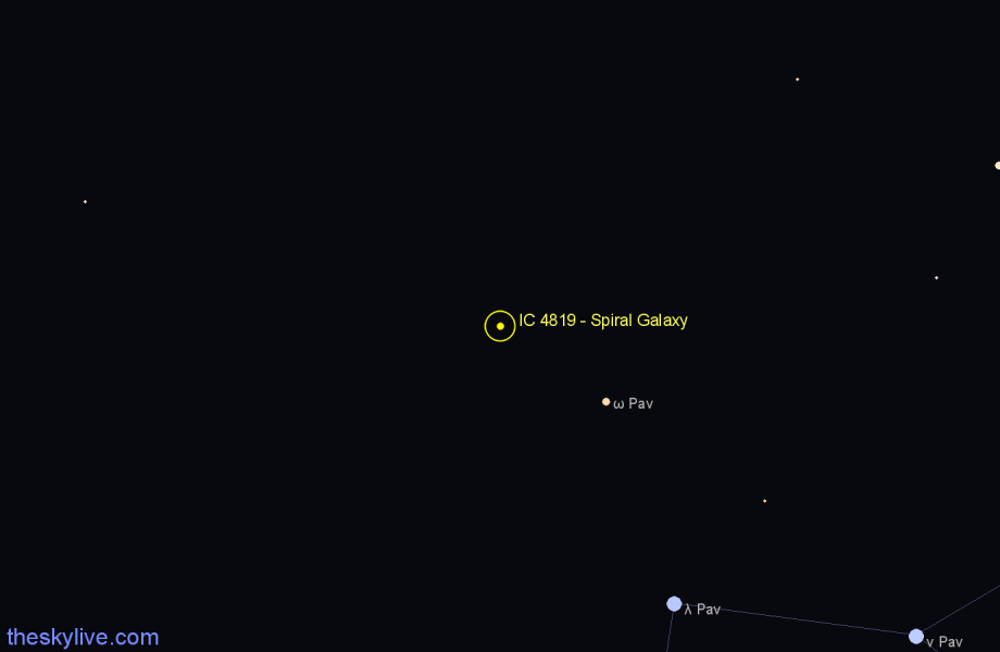 Finder chart IC 4819 - Spiral Galaxy in Pavo star