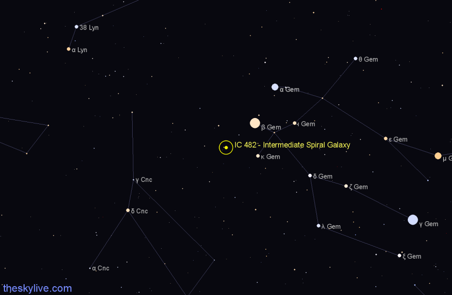 Finder chart IC 482 - Intermediate Spiral Galaxy in Cancer star