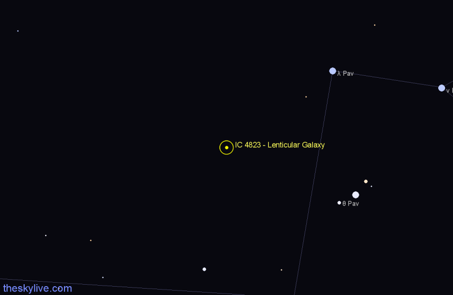 Finder chart IC 4823 - Lenticular Galaxy in Pavo star