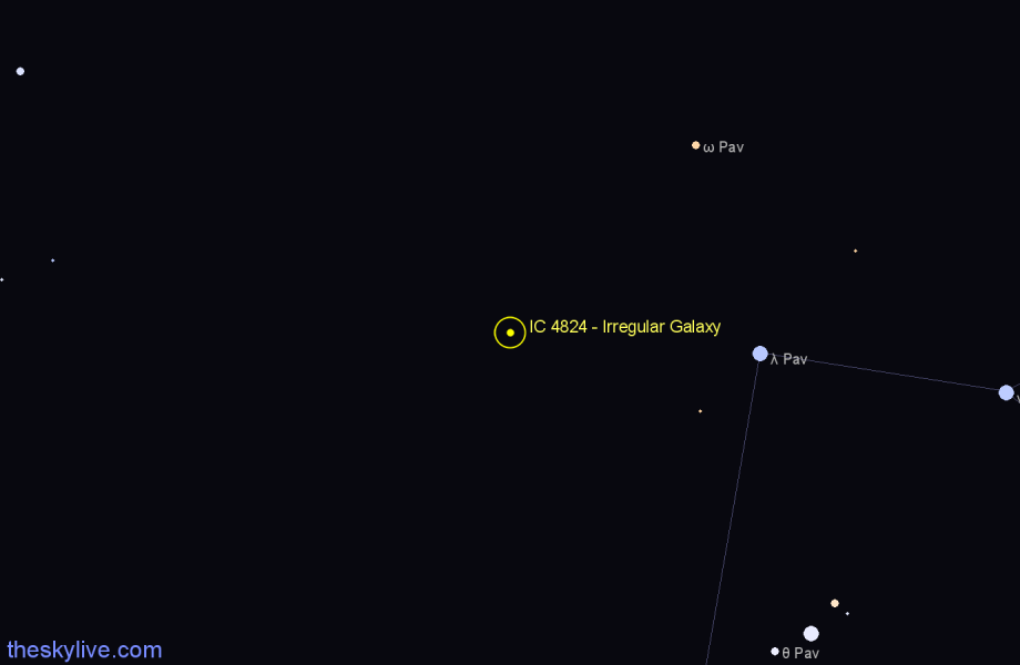 Finder chart IC 4824 - Irregular Galaxy in Pavo star