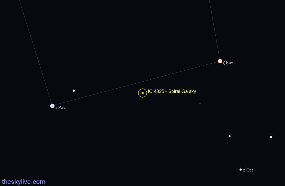 Finder chart IC 4825 - Spiral Galaxy in Pavo star