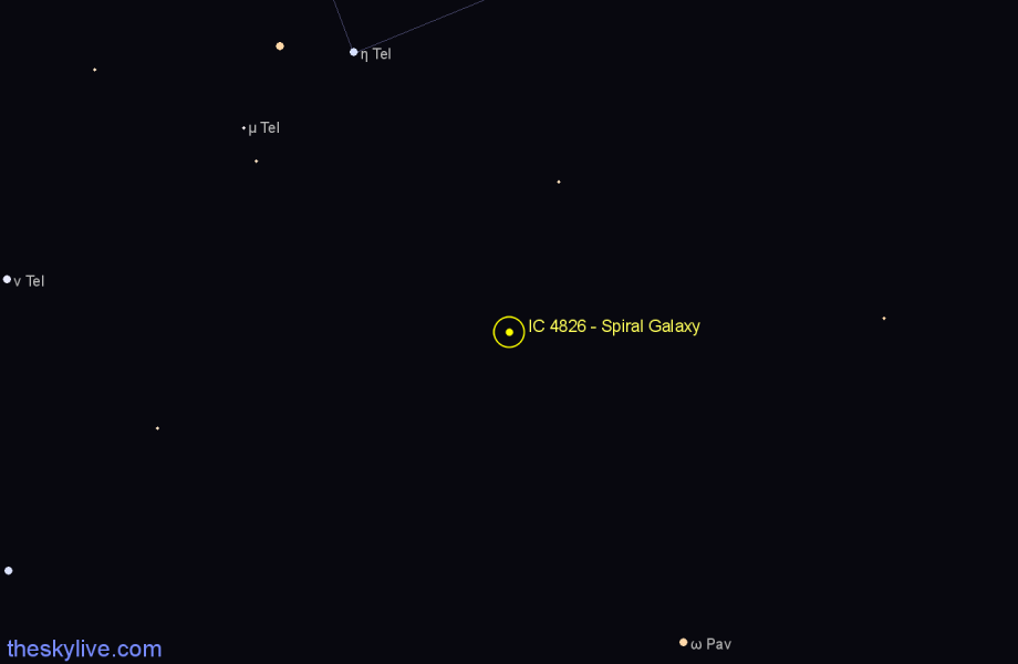 Finder chart IC 4826 - Spiral Galaxy in Pavo star