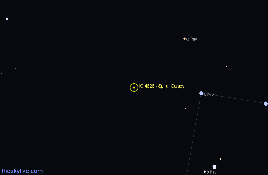 Finder chart IC 4828 - Spiral Galaxy in Pavo star