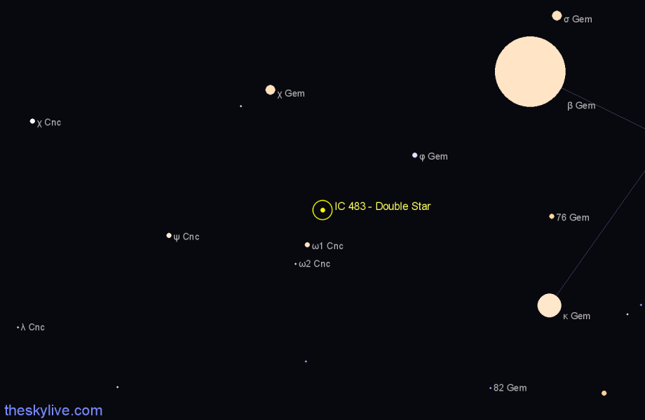 Finder chart IC 483 - Double Star in Cancer star