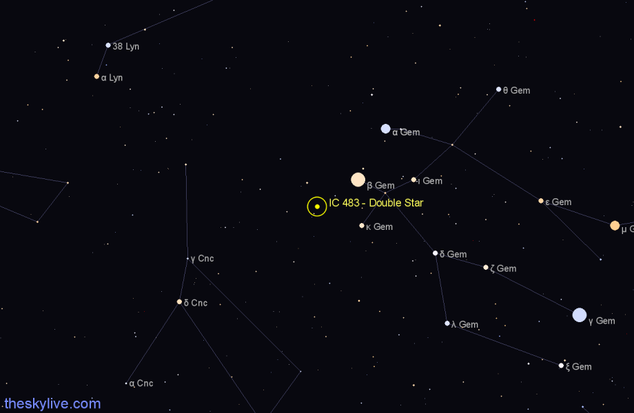 Finder chart IC 483 - Double Star in Cancer star