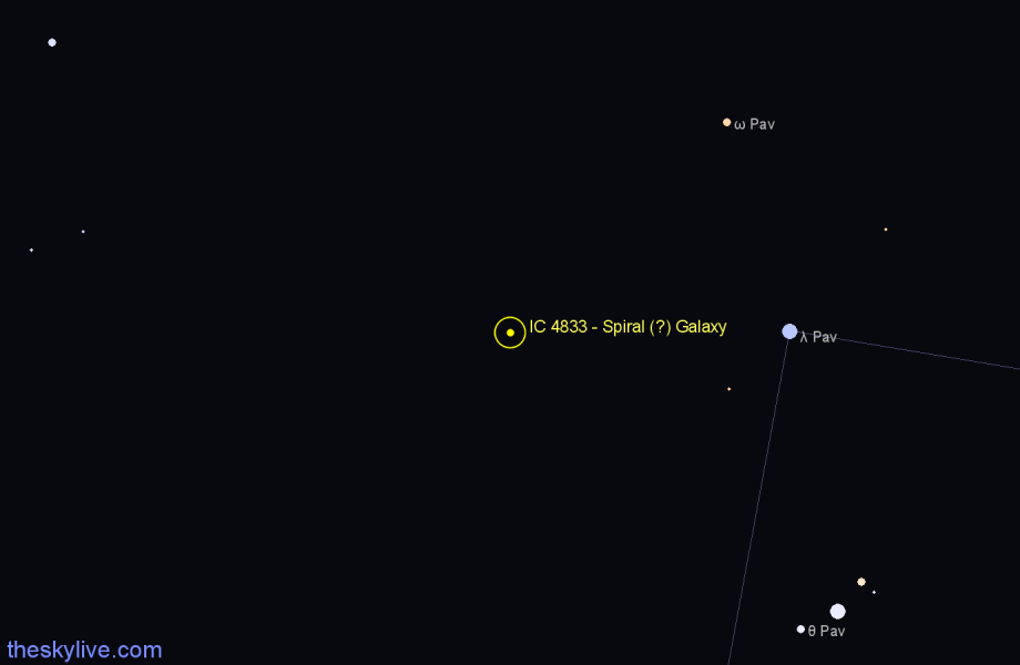 Finder chart IC 4833 - Spiral (?) Galaxy in Pavo star