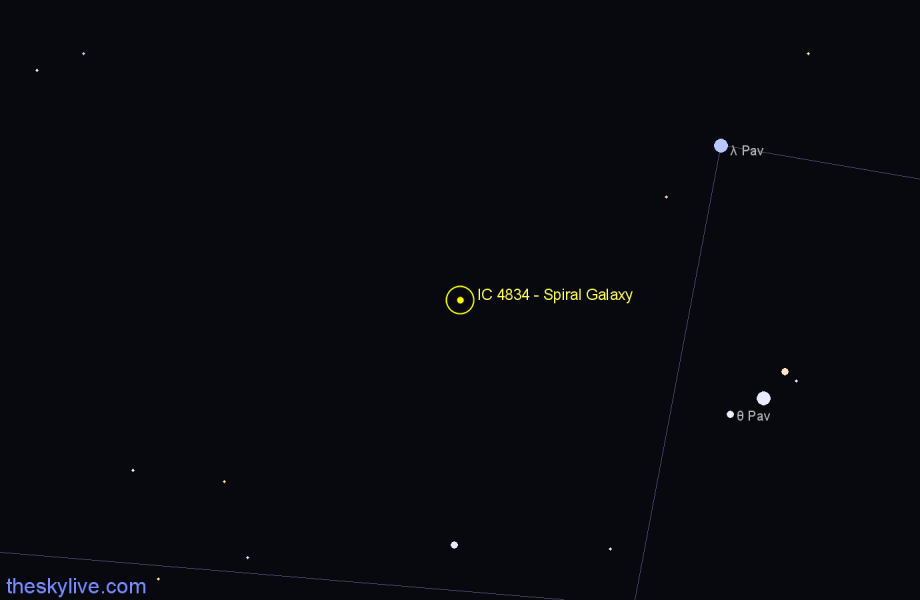 Finder chart IC 4834 - Spiral Galaxy in Pavo star