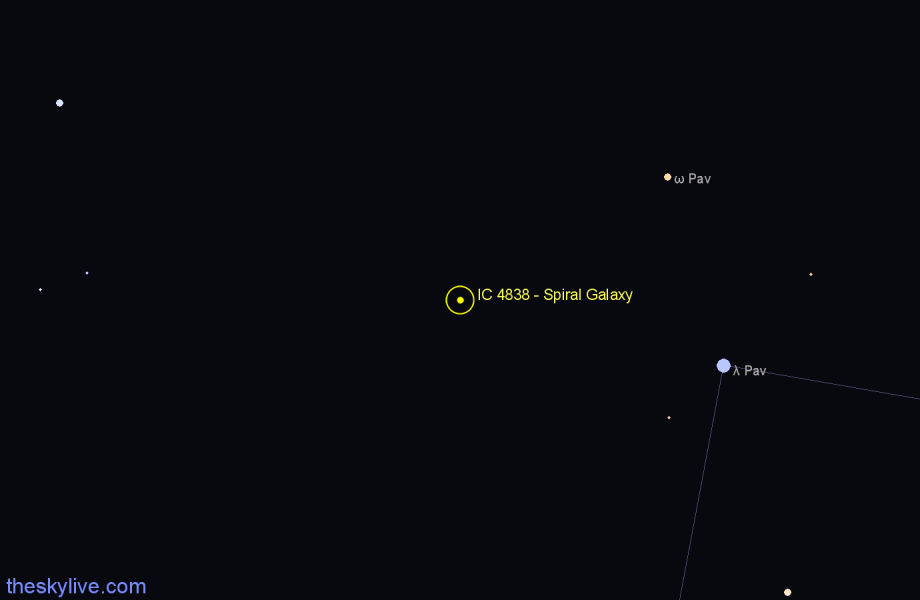 Finder chart IC 4838 - Spiral Galaxy in Pavo star