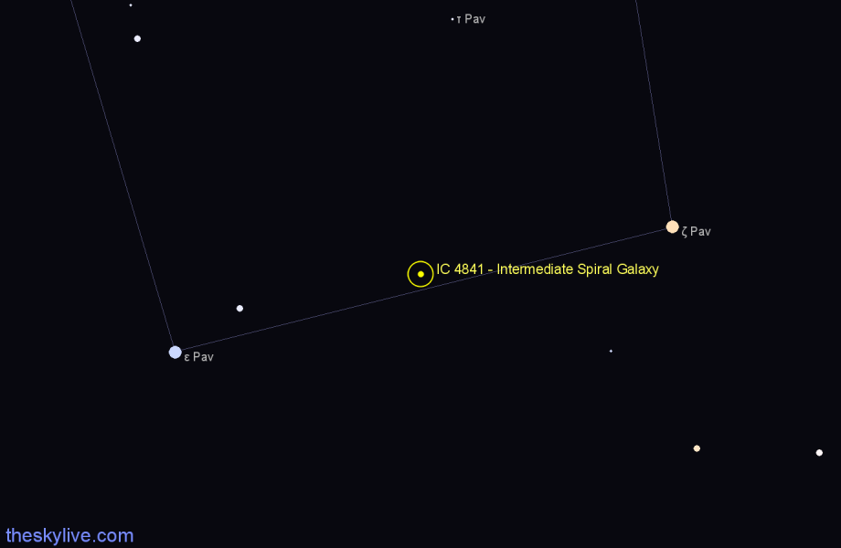 Finder chart IC 4841 - Intermediate Spiral Galaxy in Pavo star