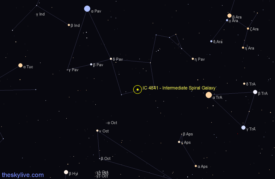 Finder chart IC 4841 - Intermediate Spiral Galaxy in Pavo star