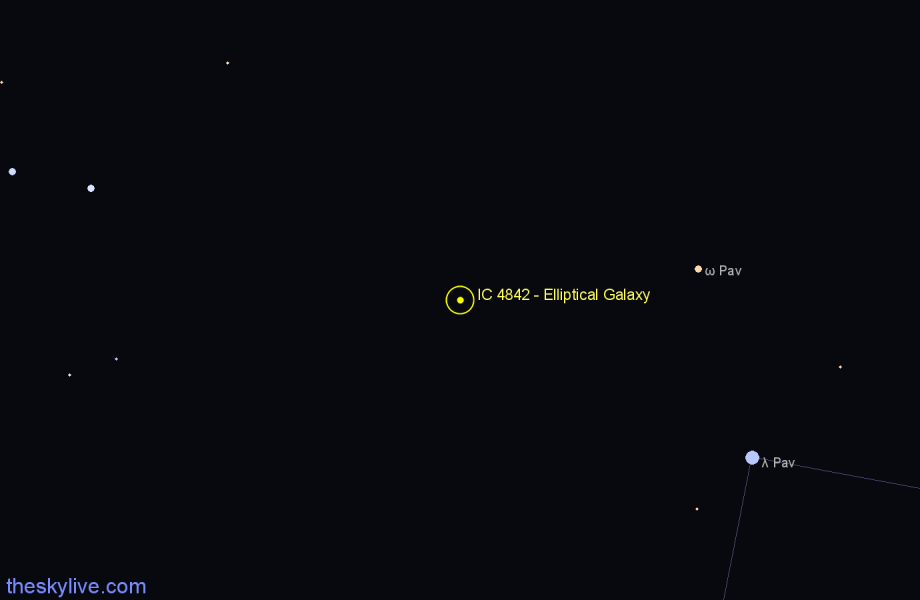 Finder chart IC 4842 - Elliptical Galaxy in Pavo star