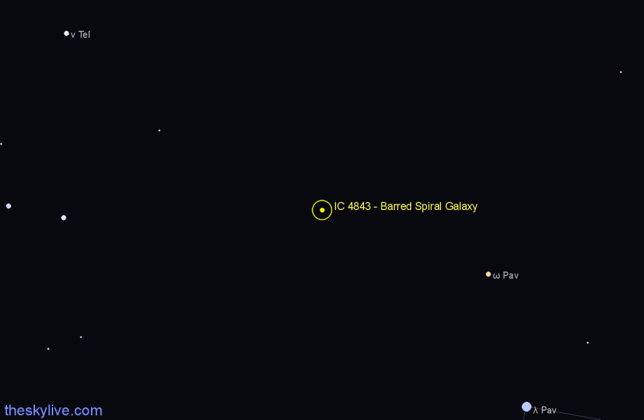 Finder chart IC 4843 - Barred Spiral Galaxy in Pavo star