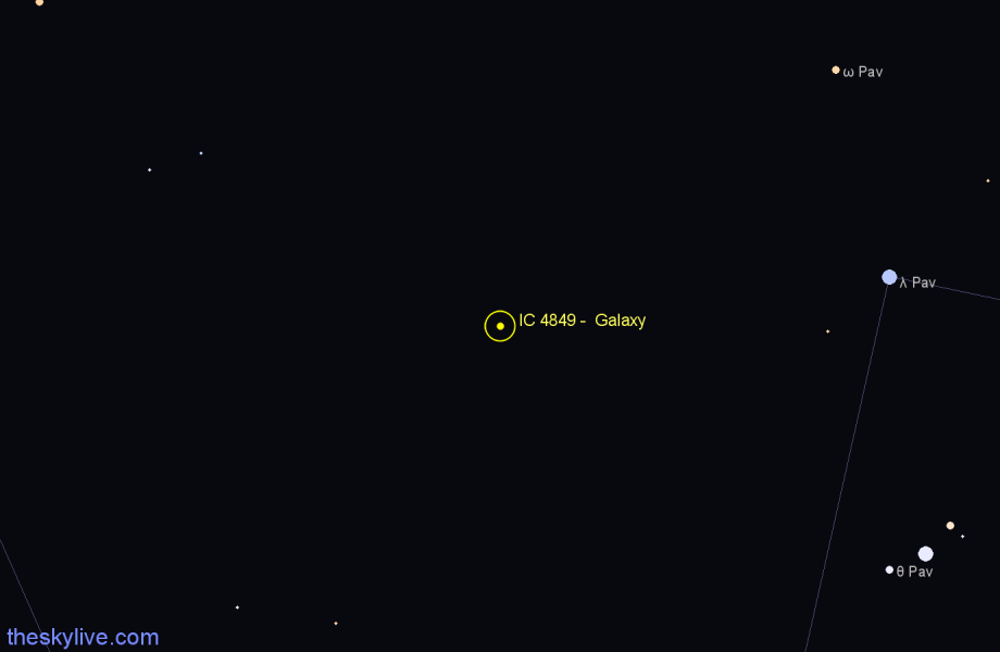 Finder chart IC 4849 -  Galaxy in Pavo star