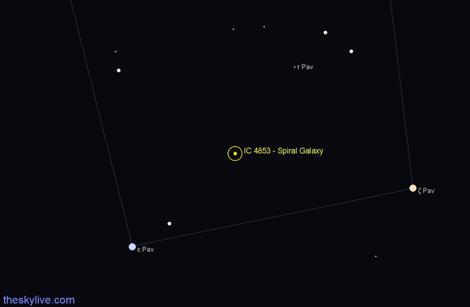 Finder chart IC 4853 - Spiral Galaxy in Pavo star