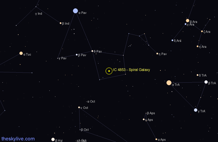 Finder chart IC 4853 - Spiral Galaxy in Pavo star