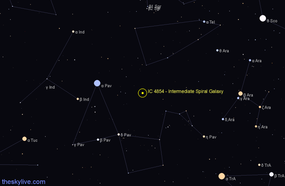 Finder chart IC 4854 - Intermediate Spiral Galaxy in Pavo star