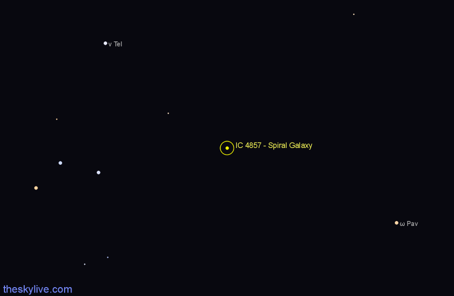 Finder chart IC 4857 - Spiral Galaxy in Pavo star