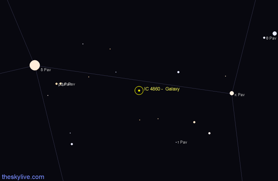 Finder chart IC 4860 -  Galaxy in Pavo star