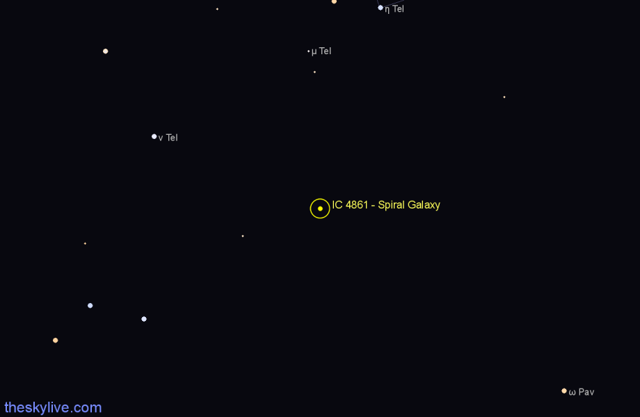 Finder chart IC 4861 - Spiral Galaxy in Pavo star