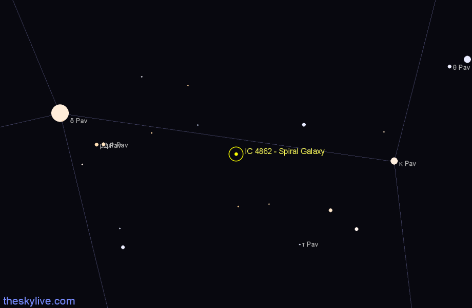 Finder chart IC 4862 - Spiral Galaxy in Pavo star