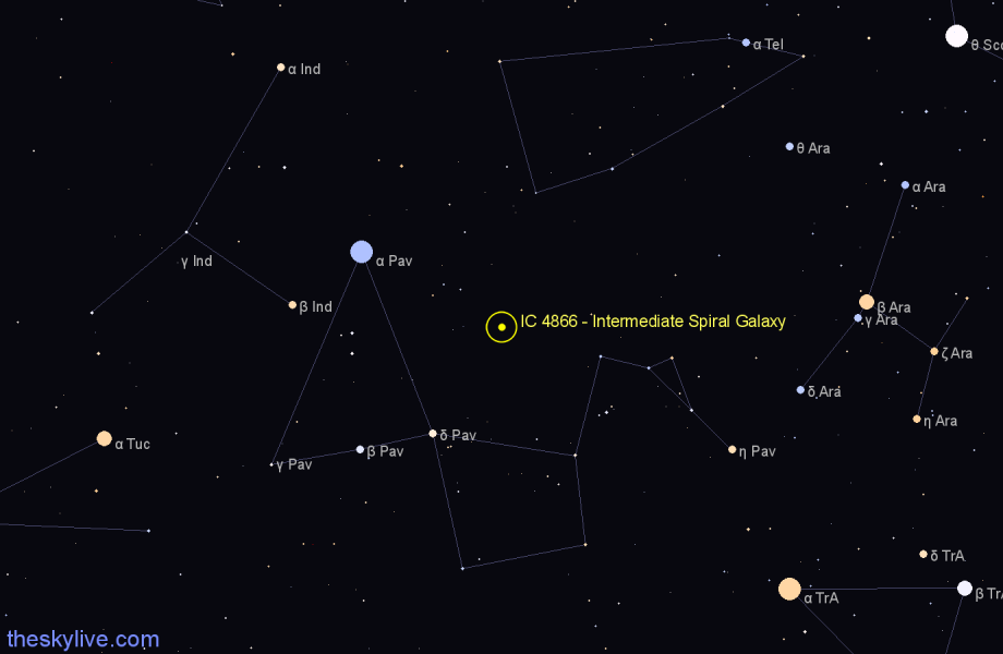 Finder chart IC 4866 - Intermediate Spiral Galaxy in Pavo star