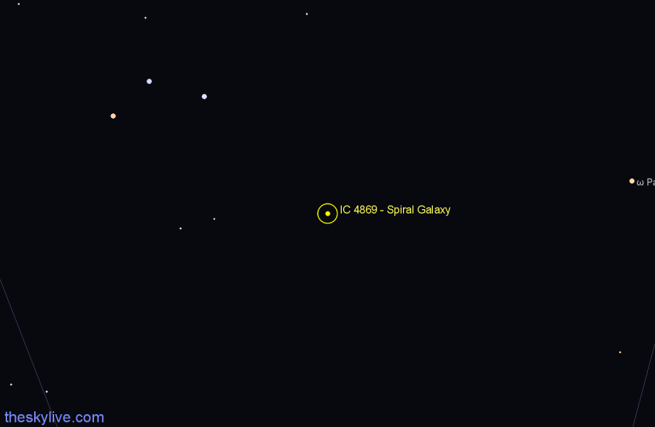 Finder chart IC 4869 - Spiral Galaxy in Pavo star