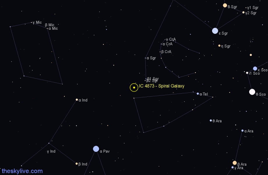 Finder chart IC 4873 - Spiral Galaxy in Telescopium star