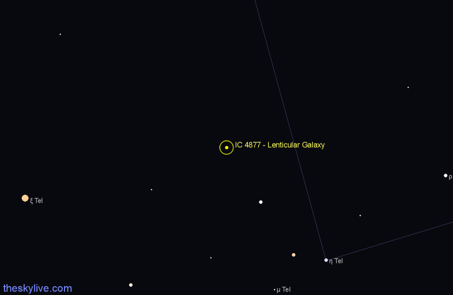 Finder chart IC 4877 - Lenticular Galaxy in Telescopium star