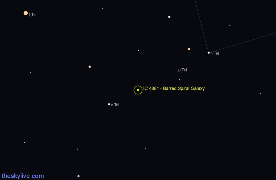 Finder chart IC 4881 - Barred Spiral Galaxy in Telescopium star