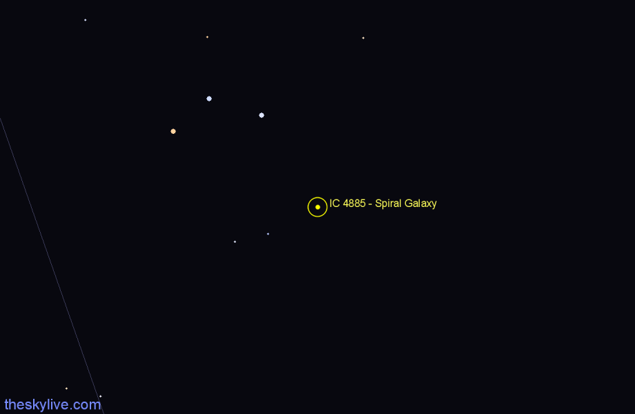 Finder chart IC 4885 - Spiral Galaxy in Pavo star