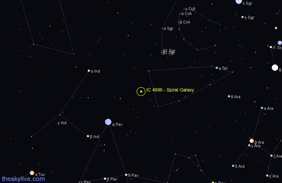 Finder chart IC 4886 - Spiral Galaxy in Telescopium star