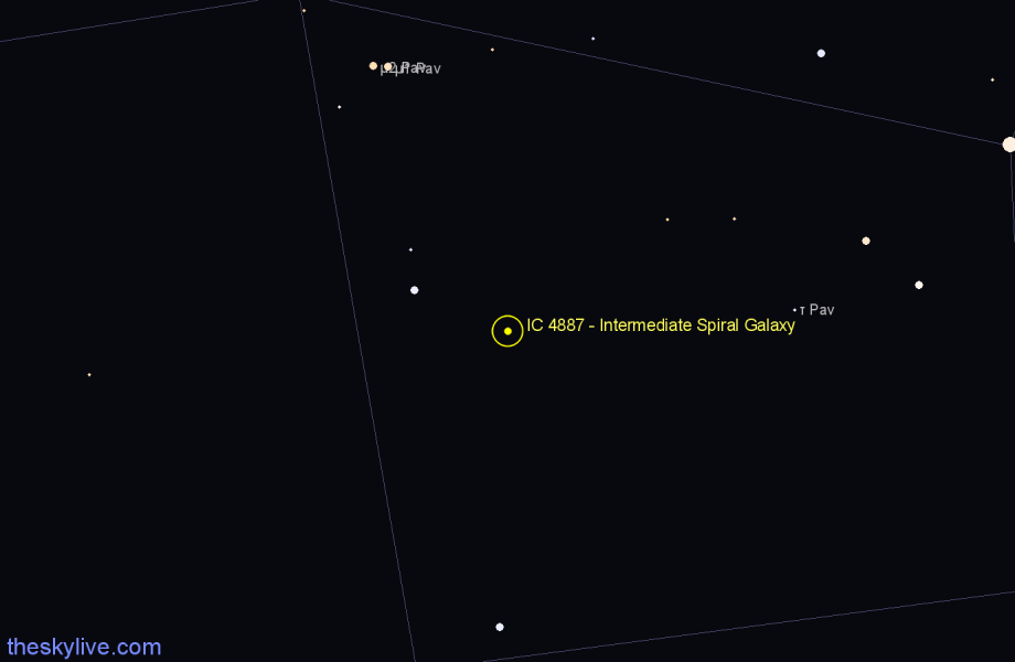 Finder chart IC 4887 - Intermediate Spiral Galaxy in Pavo star