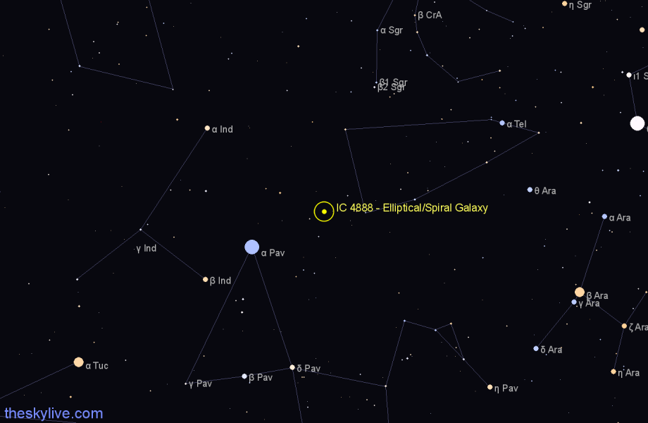 Finder chart IC 4888 - Elliptical/Spiral Galaxy in Telescopium star