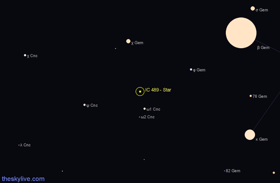 Finder chart IC 489 - Star in Cancer star