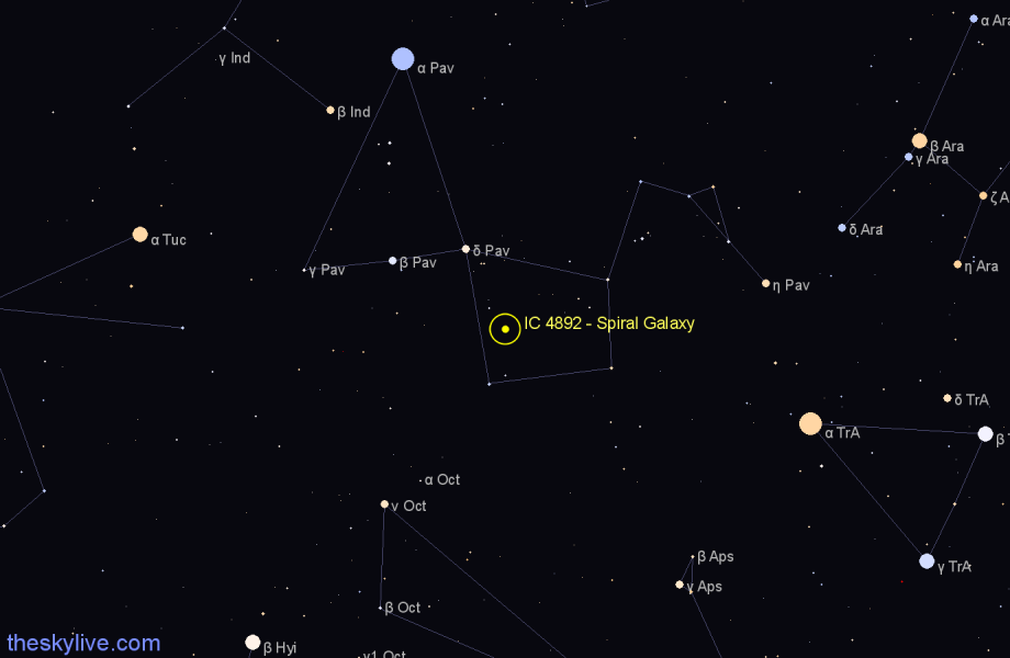 Finder chart IC 4892 - Spiral Galaxy in Pavo star