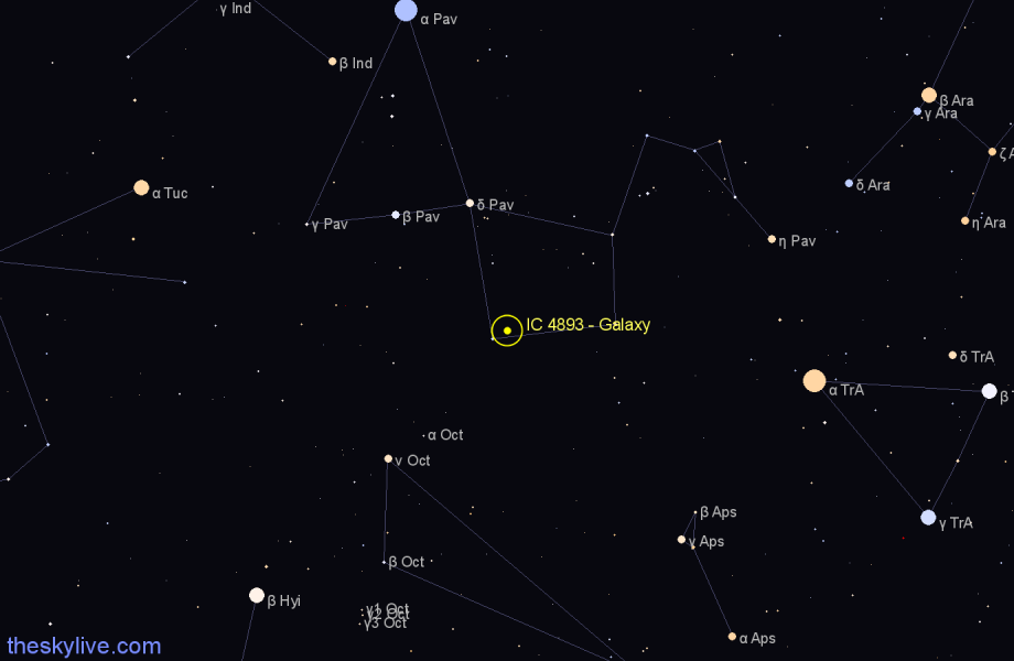 Finder chart IC 4893 - Galaxy in Pavo star