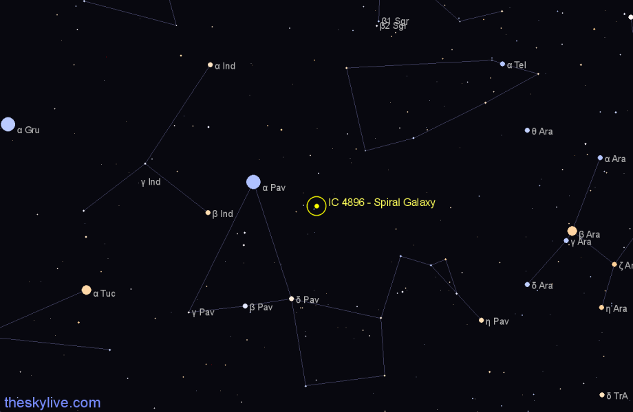 Finder chart IC 4896 - Spiral Galaxy in Pavo star
