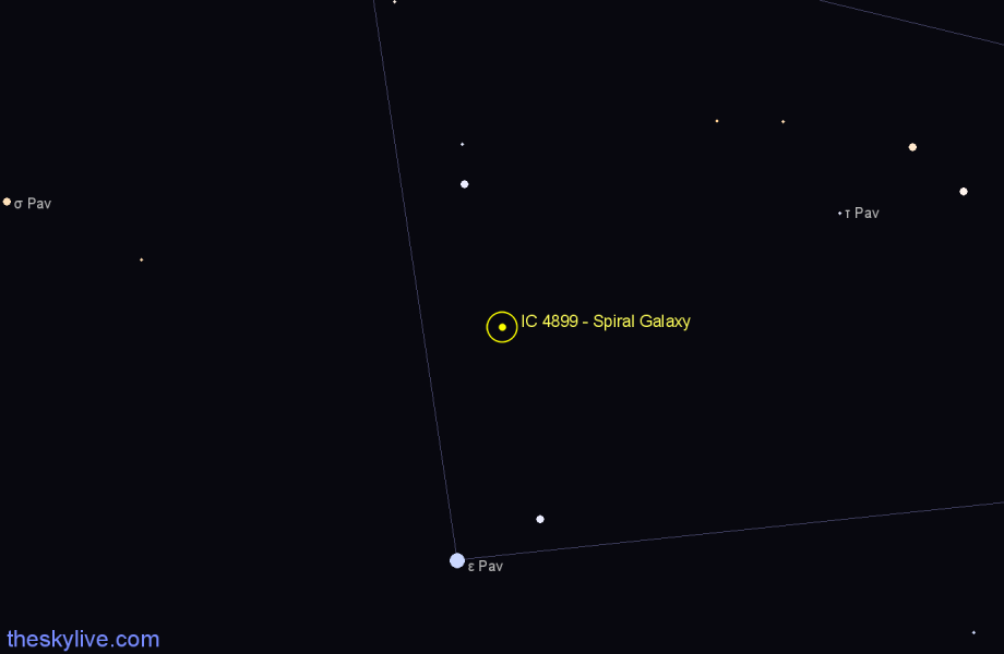 Finder chart IC 4899 - Spiral Galaxy in Pavo star