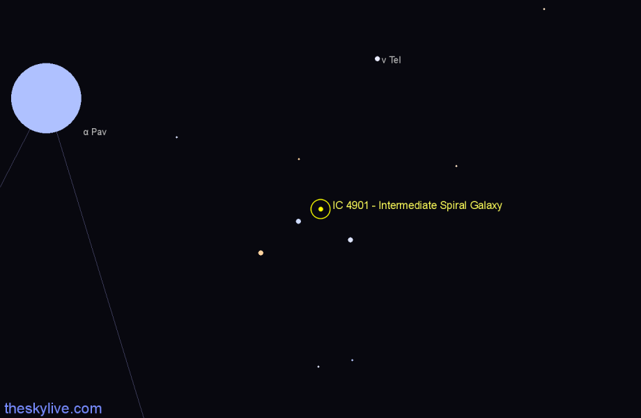 Finder chart IC 4901 - Intermediate Spiral Galaxy in Pavo star